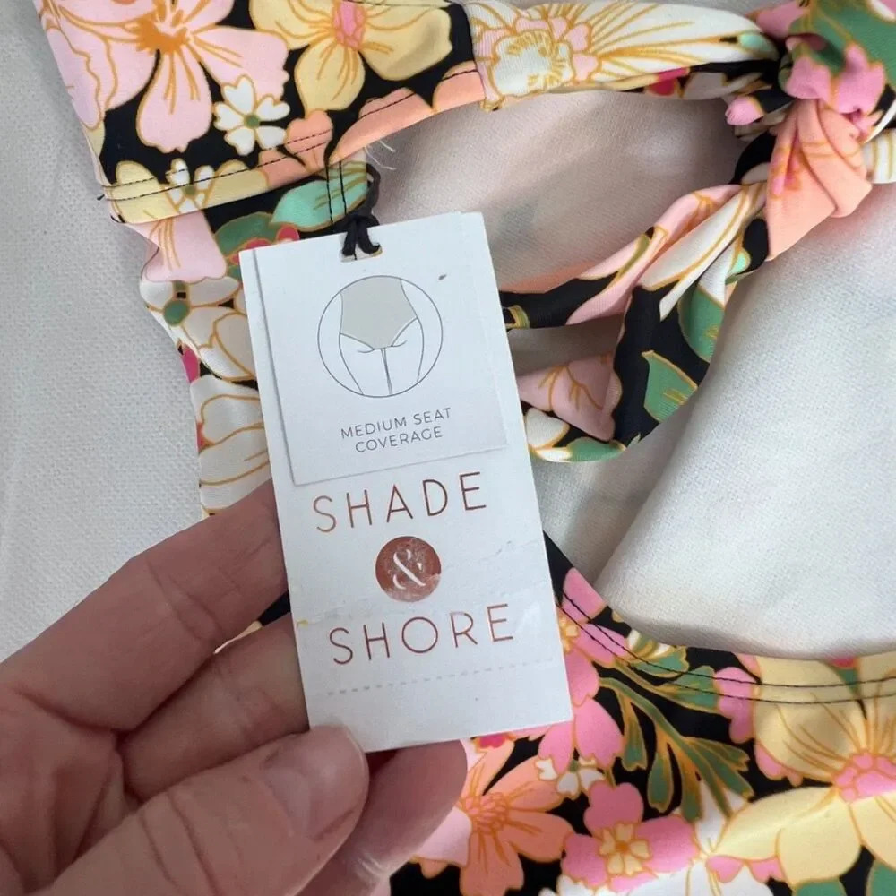 Shade‎ & Shore NWT One Piece Floral Swimsuit Tie Neck & Back Size S(4-6) - Picture 10 of 13